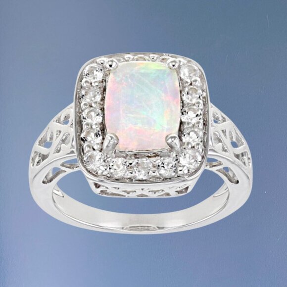 *VINTAGE* 2.06 ctw Ethiopian Opal Sterling Silver Ring - Picture 1 of 4